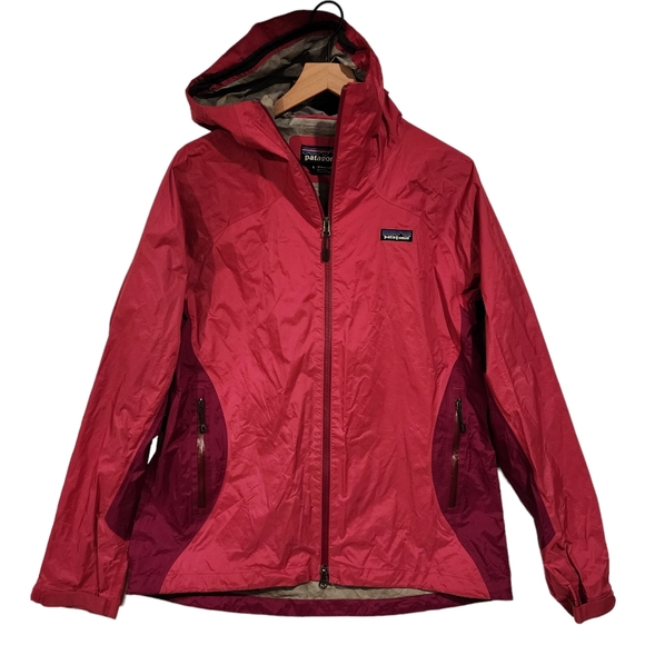 Patagonia Jackets & Blazers - Patagonia Women's Rainshadow Rain Jacket Pink Lightweight Hooded Zip Front sz Lg